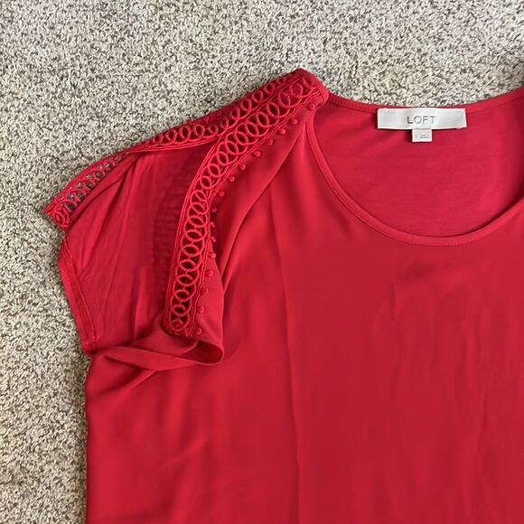 Loft Split Sleeve Blouse Size Small Pink - Picture 3 of 4